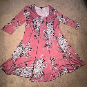 Sami & Jo Mauve Gray Floral Stretch Trapeze Dress XL Petite